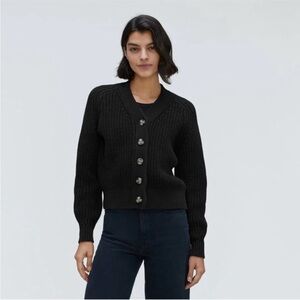 EUC Everlane The Textured Cotton Cardigan Black Size Small